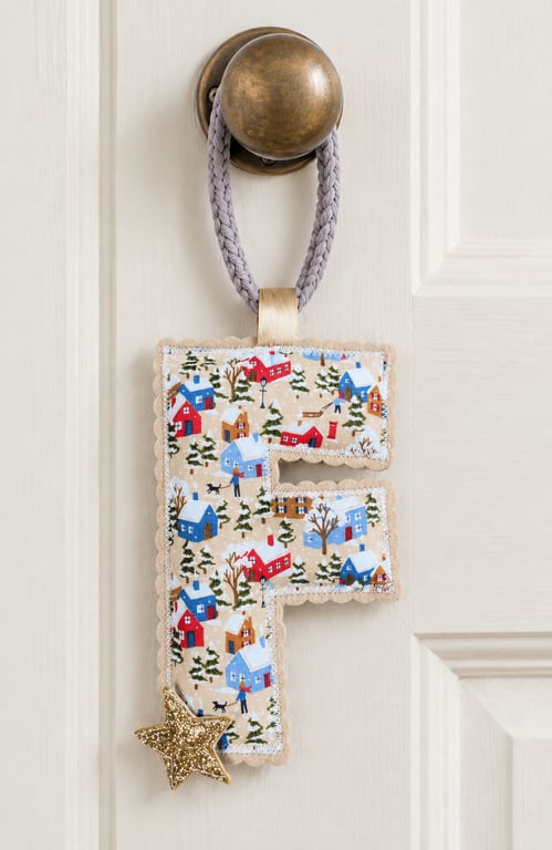 Personalised Liberty Christmas Initial Door Hanger Decoration