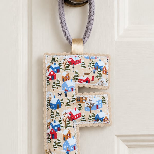 Personalised Liberty Christmas Initial Door Hanger Decoration