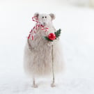 Christmas mouse ornament, knitted rat figurine