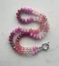 Iced Raspberry Hand Knotted Beaded Gemstone Necklace - Image 7