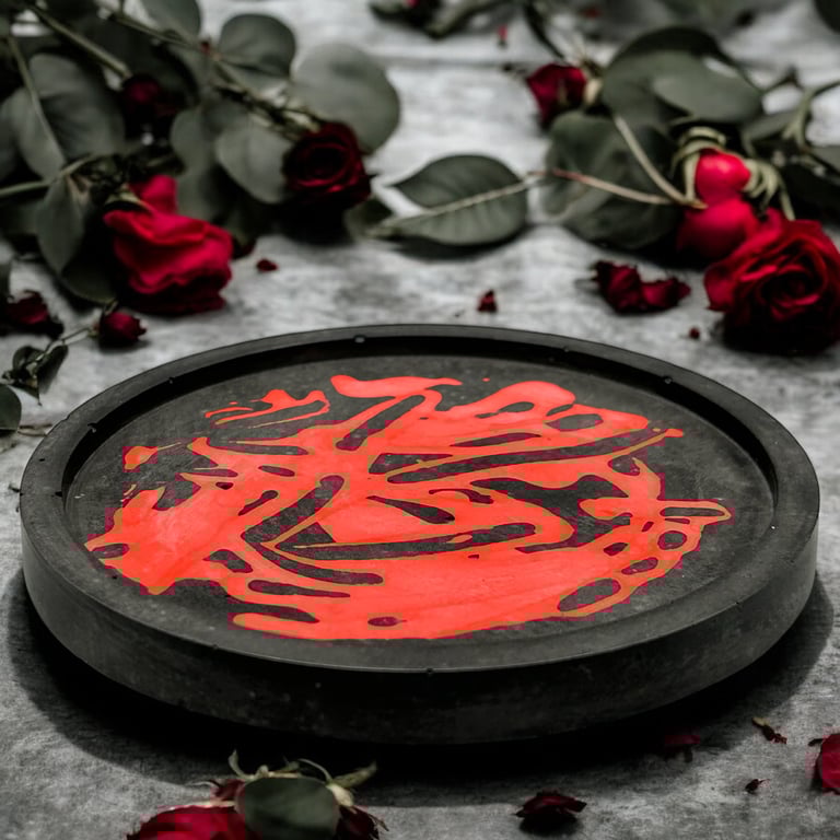 Round Red and Black Coaster - Striking Catchall Valet Tray 
