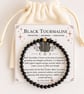 Black Tourmaline Bracelet & Crystal Card, Handmade Gift