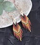 Handmade Miyuki seed bead fringe earrings in warm earthy tones - Image 3