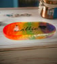 Handmade Resin Personalised Rainbow Trinket Tray  –  Custom Name Gift - Image 3