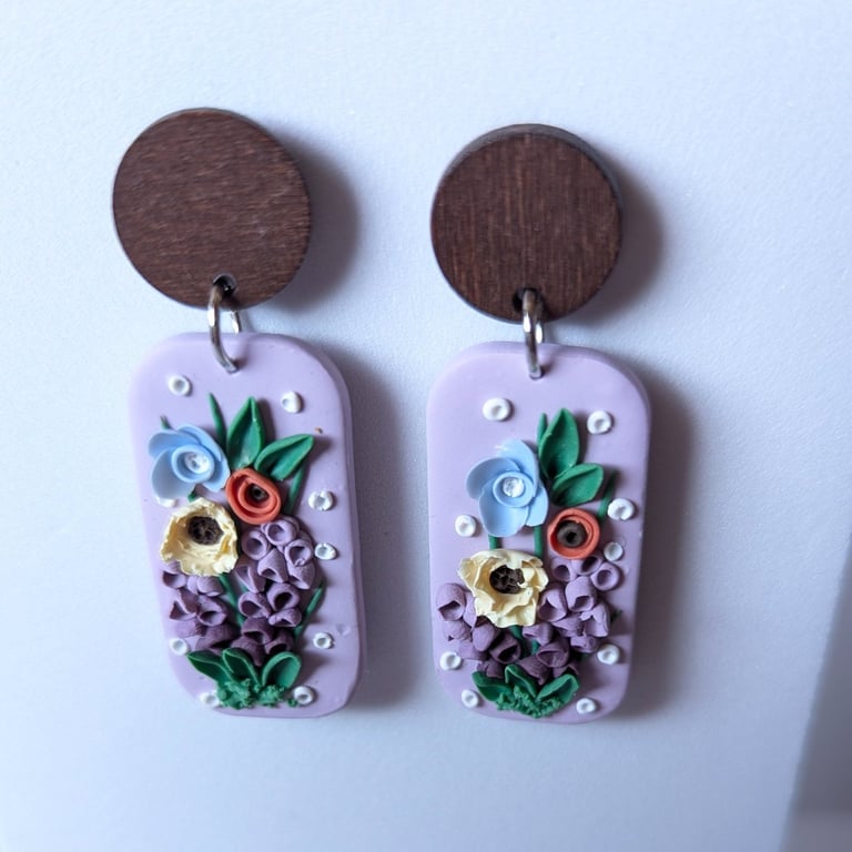 Grape hyacinth drop earrings 