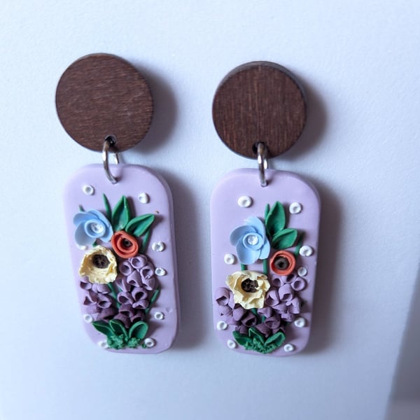 Grape hyacinth drop earrings 