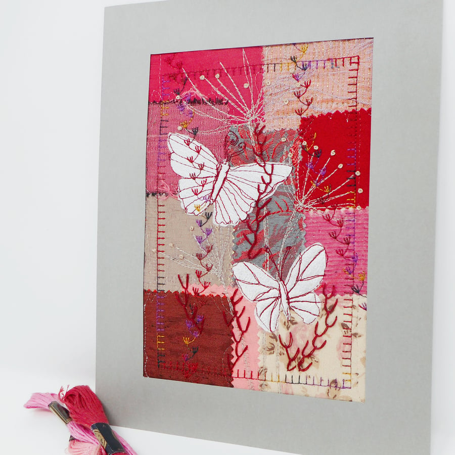Simply mounted textile art panel ready to frame