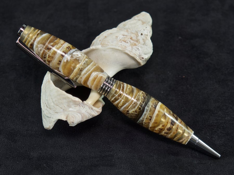 Unique pen hand crafted with real limpet sea shells hand made in Orkney. S9