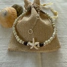 Starfish bracelet with silver plated  beads