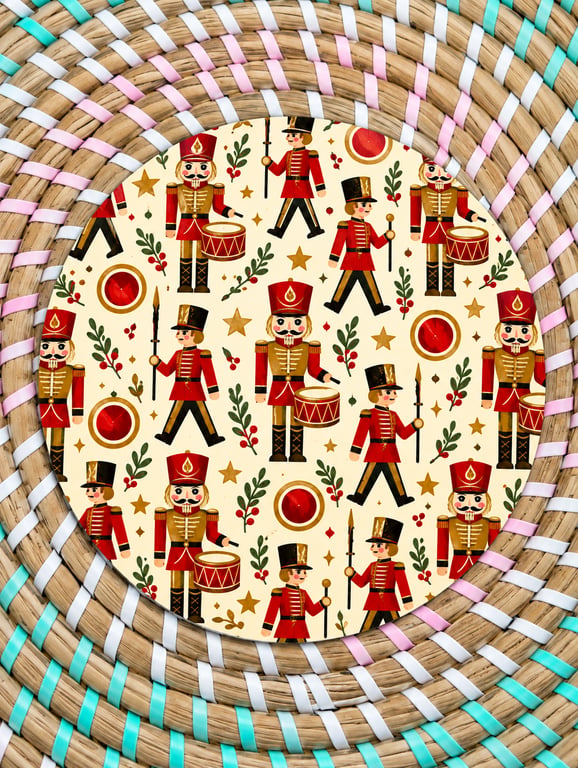Christmas Nutcracker Soldiers Coaster – Traditional Festive Wooden Coaster