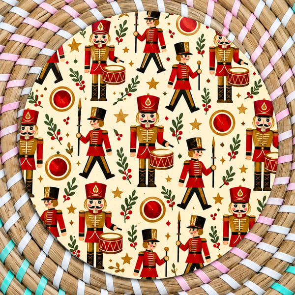 Christmas Nutcracker Soldiers Coaster – Traditional Festive Wooden Coaster