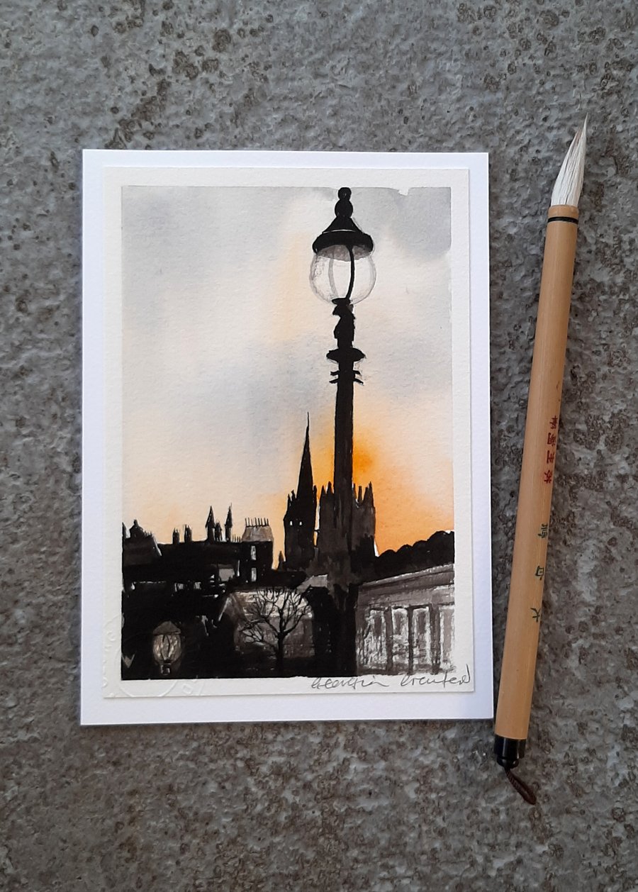 Edinburgh skyline. Blank Card. Keepsake. Letterbox Gift