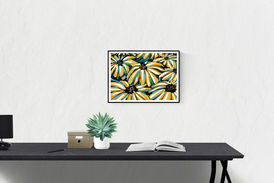 Rudbeckia Flower Painting Print - A4 Signed 