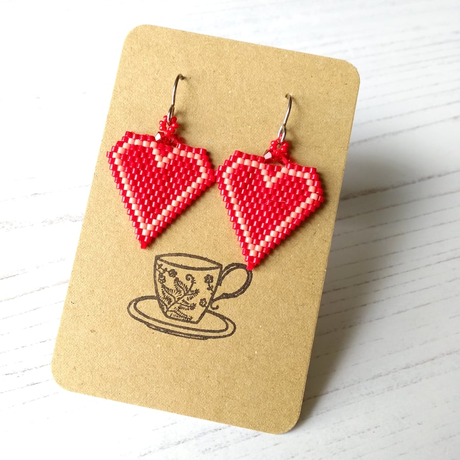 Valentine's Day Red Heart Earrings