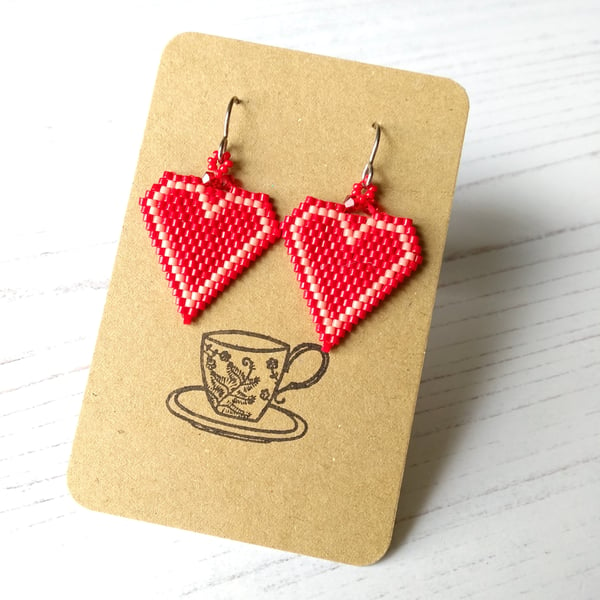 Valentine's Day Red Heart Earrings