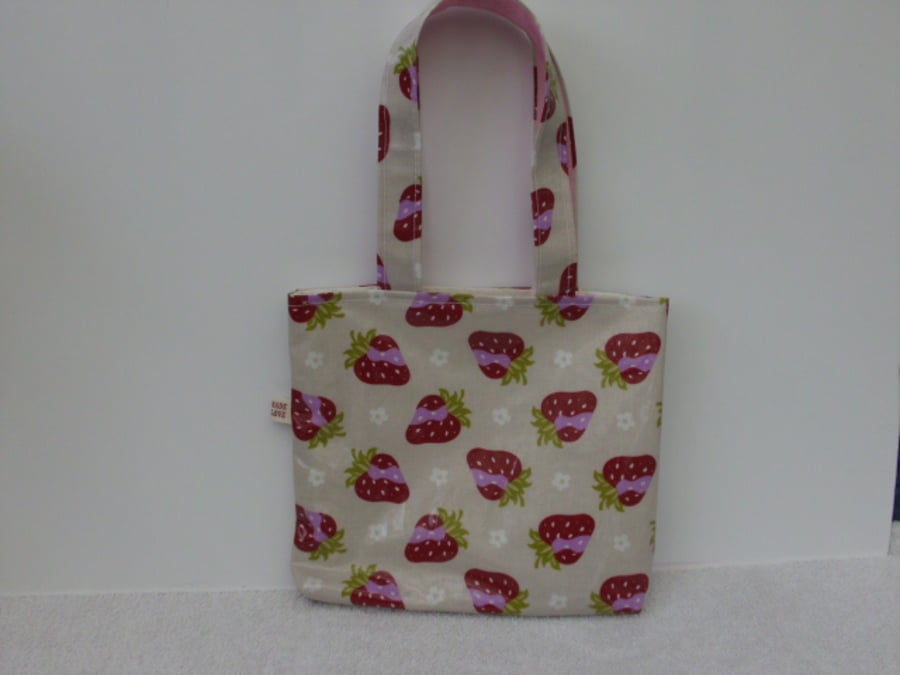   Little Girls Mini oil cloth Strawberry Tote Bag