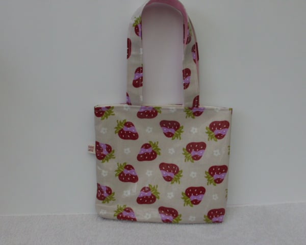   Little Girls Mini oil cloth Strawberry Tote Bag