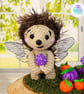 Crochet hedgehog, pumpkins and toadstool sculpture. Hedgehog ornament.  - Image 6