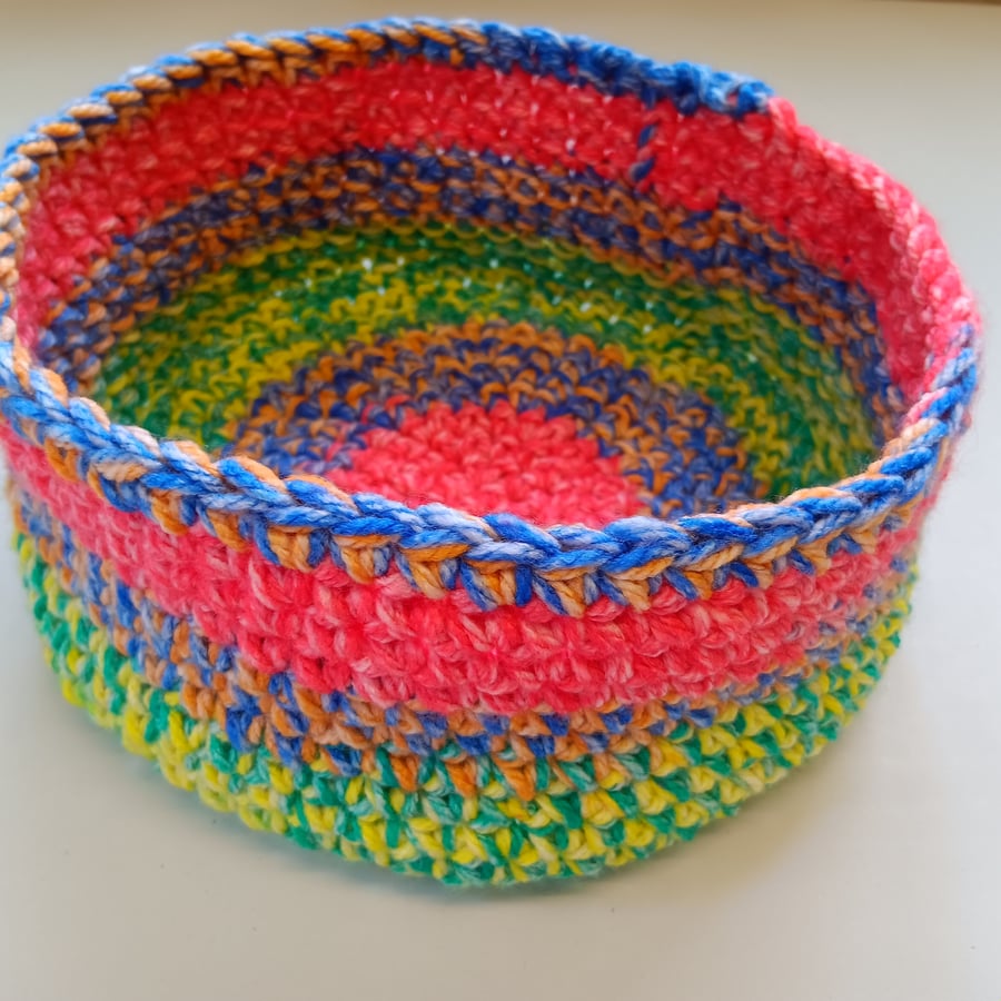 Crochet Basket (Rustic Rainbow) - so practical!