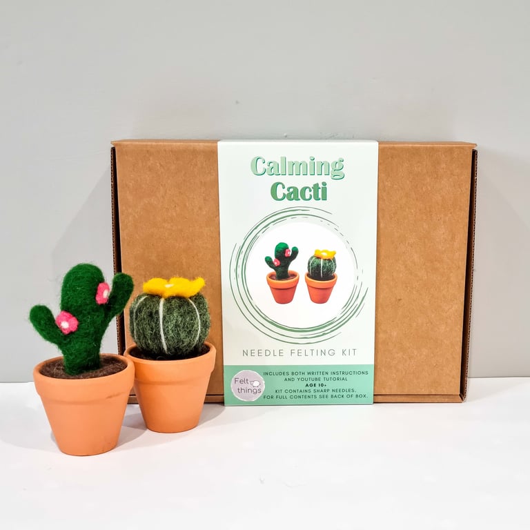 Calming Cacti Felting Kit: Beginner Needle Felting Craft