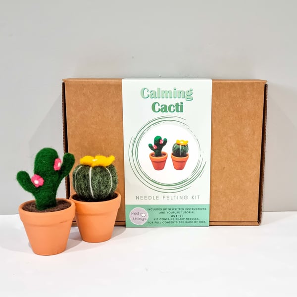 Calming Cacti Felting Kit: Beginner Needle Felting Craft