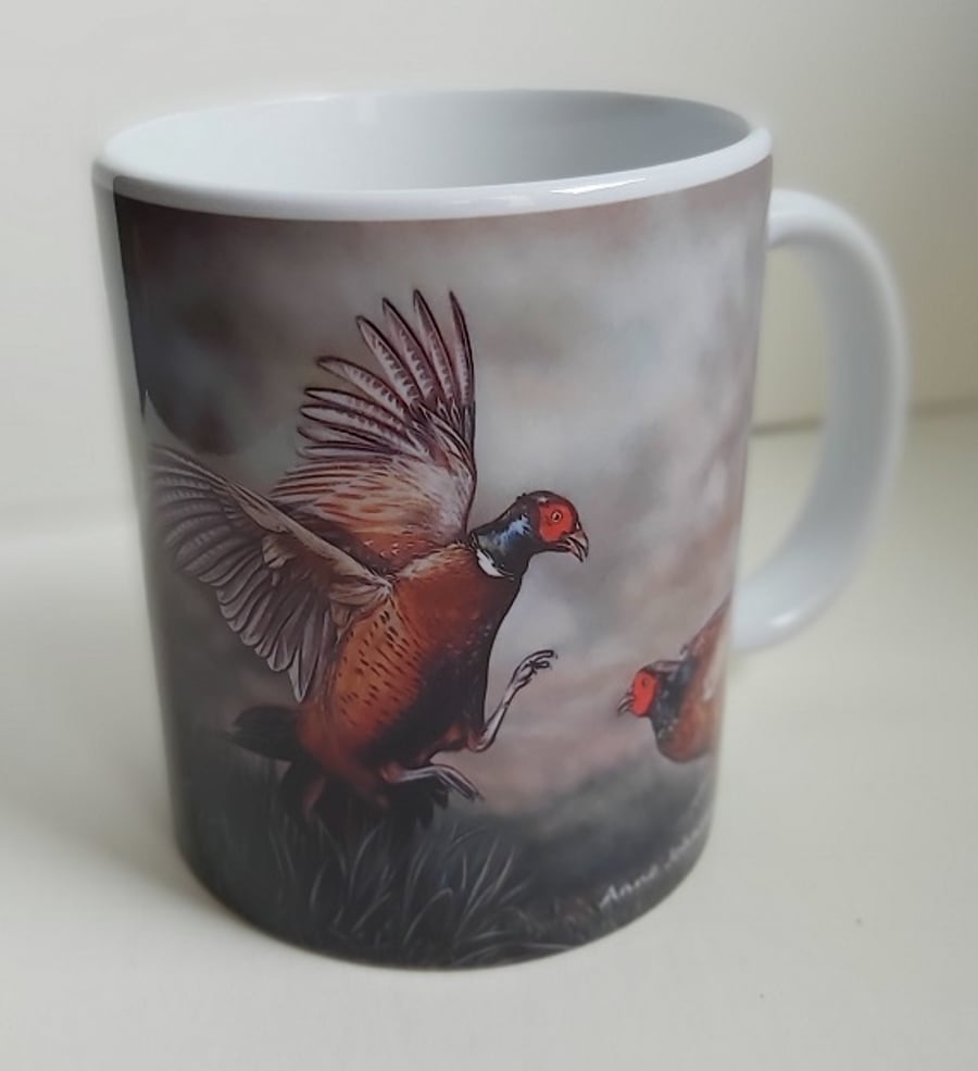 Fighting pheasants mug