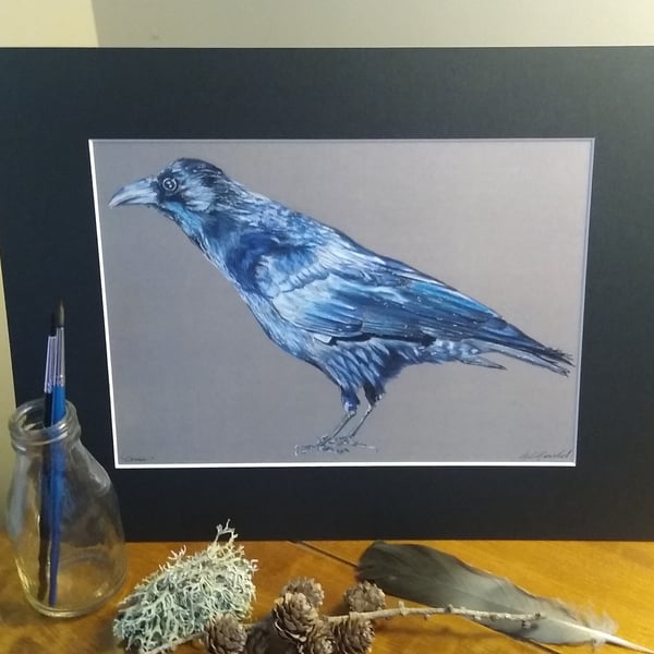 A3 or A4 Crow art print of an original drawing