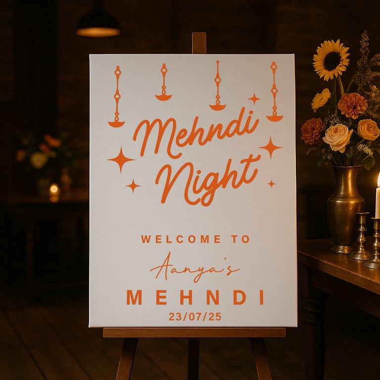 Personalised Mehndi Night Vinyl Sticker Custom Decor for Indian Wedding