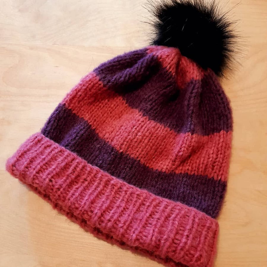 Cosy Hand Knit Hat - Free Postage