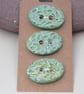 3 Medium Oval Verdigris Green Leaf Pattern Ceramic Buttons - Image 9