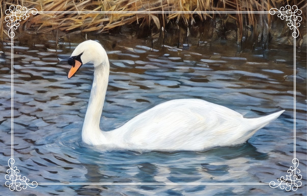 Swan Winter Time Norfolk Greeting Card A5