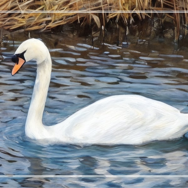 Swan Winter Time Norfolk Greeting Card A5