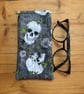 Skulls And Ivy Print Quilted Fabric Glasses Case  - Image 1
