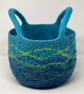 Large Blue Felt Basket with Cord Grab Handles - Image 7