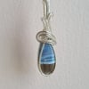 Natural Owyhee Blue Opal & 925 Silver Necklace Pendant Gift Crystal Jewellery 