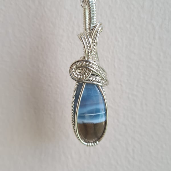 Natural Owyhee Blue Opal & 925 Silver Necklace Pendant Gift Crystal Jewellery 