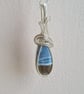 Natural Owyhee Blue Opal & 925 Silver Necklace Pendant Gift Crystal Jewellery  - Image 1