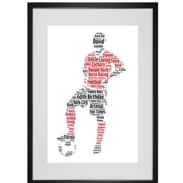 Personalised Footballer Design Word Art Gifts 