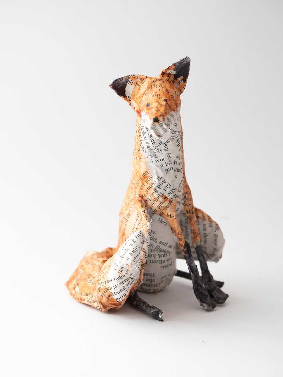 Agnes Small Paper Mache Fox Sculpture