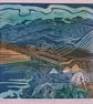 Above the Quarry, lino print over monoprint.