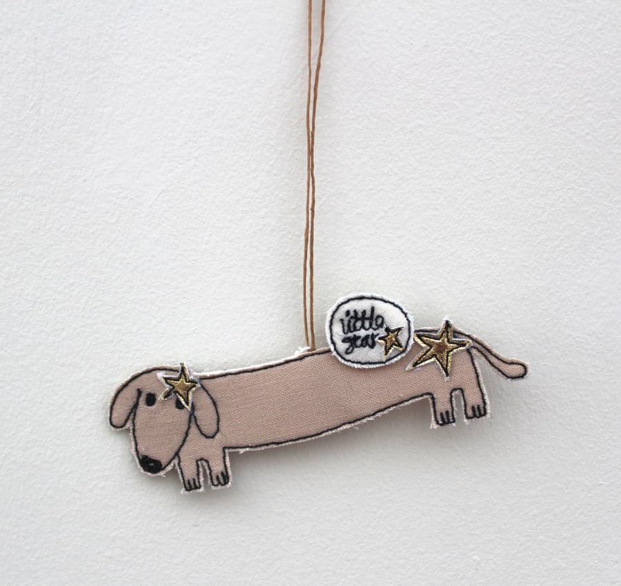 'Little Star Mr Sausage Dog' - Hanging Decoration