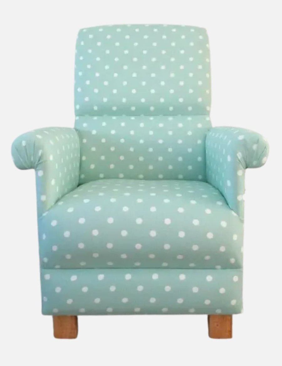 Child's Chair Clarke Mint Green Dotty Spot Fabric Polka Dots Kid's Armchair 