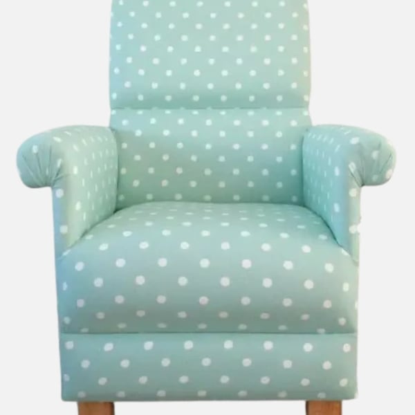 Child's Chair Clarke Mint Green Dotty Spot Fabric Polka Dots Kid's Armchair 