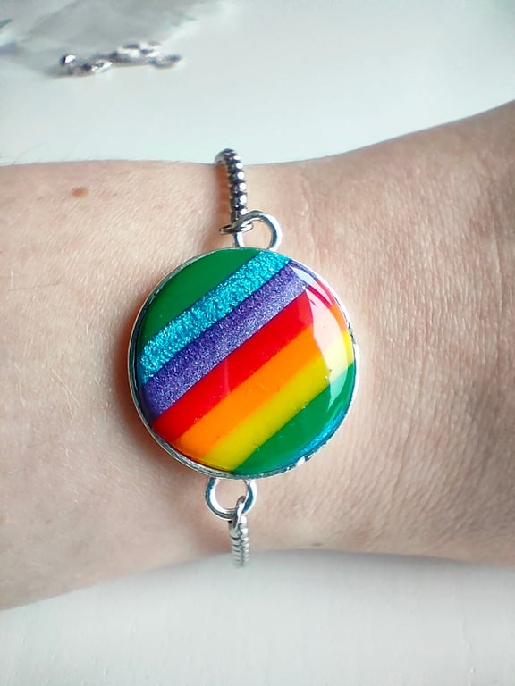 Rainbow Polymer Clay bracelet