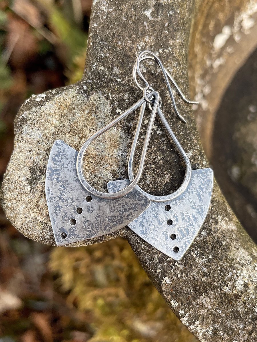 Sterling silver oxidised tribal earrings