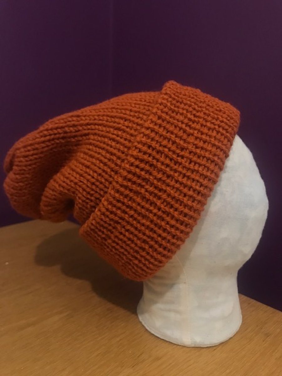 Orange Beanie 100% Pure Aran