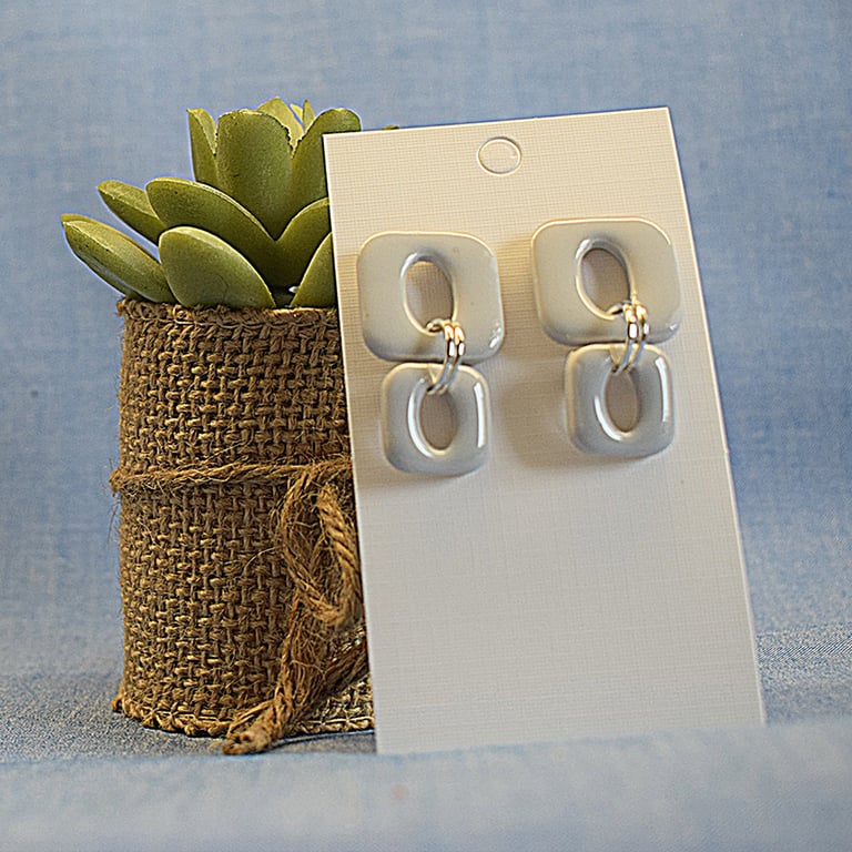 Modern Linked Square Earrings