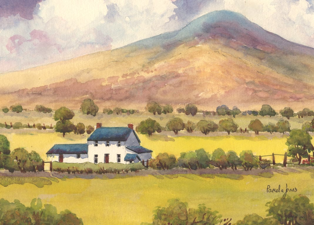Skirrid Mountain. Wales, Original Watercolour in 14 x 11'' Mount