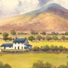 Skirrid Mountain. Wales, Original Watercolour in 14 x 11'' Mount