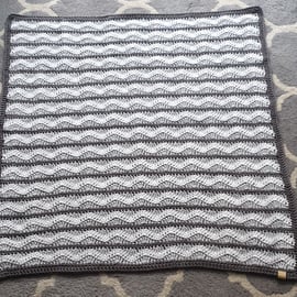 Modern Grey Ripple Crochet Baby Blanket 